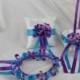 Customizable Purple Turquoise Wedding Accessories Bridal Ring Bearer Pillow Flower Girl Basket Halo  Custom Made Any Colors FREE SHIPPING