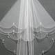 Two Tier Bridal Veil, Wedding Veil, Bridal Veil Fingertip, Short Bridal Veils, Bridal Veil Comb, Elbow Length Bridal Veils/ V017