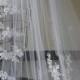 Bridal Lace Veil, Cathedral Lace Veil, Wedding Accessory made of Venice Lace Flower along full edge.