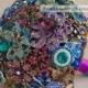 Brooch bouquet. Purple, Teal and Gold wedding brooch bouquet, Jeweled Bouquet.