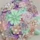 Brooch bouquet. Mint, Pink, Lilac and Ivory wedding brooch bouquet