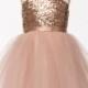 Stunning Blush Sequin Dress with Tulle Skirt