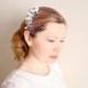 White Birdcage Veil Comb - Blusher Bridal Veil - French Netting Bridal Headpiece - Pearl Bridal Hair Comb Fascinator Hair Accessories EMILY