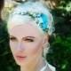 blue flower crown, blue wedding, something blue, blue hair wreath, blue headband, floral crown, blue flower headpiece, blue hair flowers