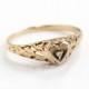 Sale - Antique 10k Yellow Gold Art Deco Heart Diamond Ring - Size 7 1/4 Vintage Filigree 1930s Romantic Engagement Bridal Fine Jewelry