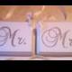 Wedding Signs, Bling, Mr. & Mrs., Champagne Reception Decoration, Glitter, Wood Chair Sign, Silver, Gold