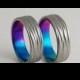Titanium Wedding Rings , The Sphinx Bands in Sunset Purple,New Beginning Blue and Immortal Green