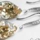 Champagne Crystal Earrings Bridesmaid Teardrop Rhinestone Earrings Swarovski Light Silk Earrings Champagne Silver CZ Earring Wedding Jewelry