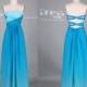 New Design 2015 Ombre Blue Sweetheart Beading A Line Long Chiffon Prom Dress/Sexy Bridesmaid Dress/Long Party Dress/Evening Gown DH336