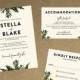 Modern Botanical Greenery Wedding Invitation // DIY Printable Files // Minimalistic Invitation, Garden Invitation