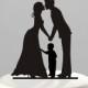 Wedding Cake Topper Silhouette Groom and Bride with little Boy -  Family Acrylic Cake Topper [CT62b]