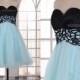 Blue Prom Dresses Short Homecoming Dress Short Tulle Bridesmaid Dress Lace Applique Party Dress Evening Dresses With Pleats Ruching