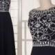 Black Bridesmaid Dress Handmade beading/Crystal Rhinestone Chiffon Prom Dress Long Prom Dress Party Dress Long A-Line Formal Evening Dress