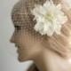 Birdcage veil with flower hair clip, wedding veil, flower hair clip, wedding accessory - Made to order