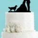 Couple Kissing with Golden Retriever Dog Acrylic Wedding Cake Topper