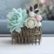 Mint and Ivory Flower Comb, Brass Leaf Filigree Flower Collage Hair Wedding Comb, Bridesmaid Comb, Woodland Comb Mint Country Nature Wedding