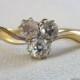 An Antique Old Cut Triple Diamonds in 18kt Gold Engagement Ring - Tristan