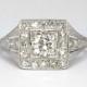 Rare .70ct t.w. Edwardian Diamond Halo Filigree Engagement Ring Platinum
