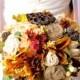WEDDING BOUQUET- Autumn Rustic Silk, Burlap And Lace- Fall Wedding- Bridal bouquet