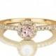 Micro Pave Ring, 14K Gold Engagement Ring, Morganite Ring, 0.72 TCW Morganite Engagement Ring, Art Deco Ring