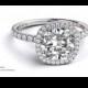 1.62 TCW Cushion Cut Halo Engagement Ring, 14K White Gold Ring, Diamond Ring Band, Halo Ring, Art Deco Engagement Ring