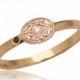 Rose Gold Ring, Moroccan Style Engraved Diamond 18k Gold Engagement Ring, Rose Gold Engagement Ring, Black White Diamond, Floral Ring