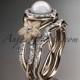 14kt rose gold diamond floral wedding ring, engagement set AP127S