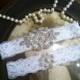 SALE-Wedding Garter - Bridal White or White-Lace Garter Set-Rhinestone Garter-Applique Garter-Vintage-Bridal Garter-