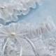 Wedding White Chantilly Beaded Lace Garter Set