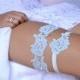 Pale Blue Lace Wedding Garter Set Sky Blue Bridal Garter With Lace and White Pearls - Handmade Bridal Accessory