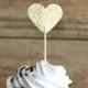 Glitter Heart Cupcake Toppers, 12 bronze, gold, pink, hot pink, silver or red picks, custom colors available