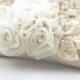 Light Gold Silk Bridal Clutch ABIGALE, decorated with Swarovski crystal and pearls