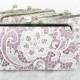 Bridesmaids Clutches Lace Clutches for Bridal Party in Lilac Purple - Set of 5 with gift boxes L'HERITAGE