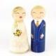 Wedding Cake Topper, Personalized Cake, Painted Peg Dolls, Unique Cake Topper, Peg Bride and Groom, Wooden Wedding Topper, Peg Doll Family