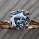 Grey Moissanite Twig Engagement Ring: White, Yellow, or Rose Gold; 1ct; Carved Floral Setting