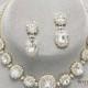 Gold Rhinestone Necklace Set, Bridal Statement Necklace, Wedding Jewelry, Vintage Inspired Necklace, Bridesmaids Jewelry