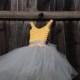 Yellow and gray flower girl tutu dress, birthday tutu dress, crochet tutu dress, toddler tutu dress, baby tutu dress