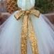 Tutu Dress, Flower Girl Dress, Mint Green Tulle, Mint Ribbon, Gold Sequin Sash, Portrait Dress, Wedding Flower Girl Dress
