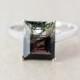 Moss Green and Smokey Violet Tourmaline Engagement Ring - 925 Sterling Silver