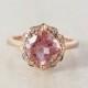 Vintage Morganite Pink Tourmaline and Diamond Engagment Ring - 10K Rose Gold
