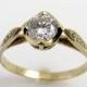 Alternative engagement ring, Engagement diamond ring, 18K gold ring, Delicate diamond ring, Solitaire engagement ring, Vintage ring