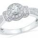 Holiday Sale 10% Off 1/2 CT. TW. Round Diamond Engagement Ring, White Gold or Sterling Silver Ring with Diamond Accents