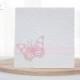 Pink butterfly invitation card . Embossed invitation. Christening butterfly invitation. Quinceañera invitation