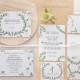 Floral wedding invitation set. Hand painted, handwritten text. Customizable. DIY wedding. Printable PDF invitation set. Budget wedding