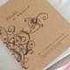 Floral Swirl Order of Service Wedding Program / Modern Vintage Wedding / Elegant Pocket-sized Booklet Kraft Card Satin Ribbon / ONE SAMPLE