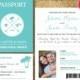 FREE SHIPPING Printed or Digital Passport Wedding Invitation RSVP Set 