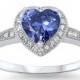 Solid 925 Sterling Silver Halo Heart Promise Engagement Ring 1.20 Carat Heart Tanzanite Pave Russian Diamond CZ Valentines Love Gift