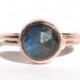 Labradorite & Solid Rose Gold Ring - Rose Cut Labradorite Ring - Stacking Ring - Gemstone Ring - Engagement Ring - MADE TO ORDER.