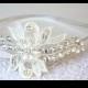 Lace Bridal Headband with Swarovski Crystal Rhinestone and pearls in ivory or white,  Bridal Wedding Reception