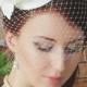 Fascinator - Bridal fascinator - Wedding hat - Wedding birdcage veil - Vintage birdcage veil - Fascinator ivory